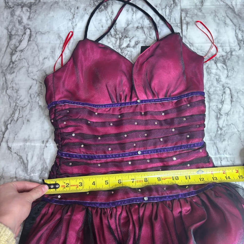 Beautify Y2K purple pink cross cross back ball gown prom dress NWT 4 rhinestones - Picture 6 of 8